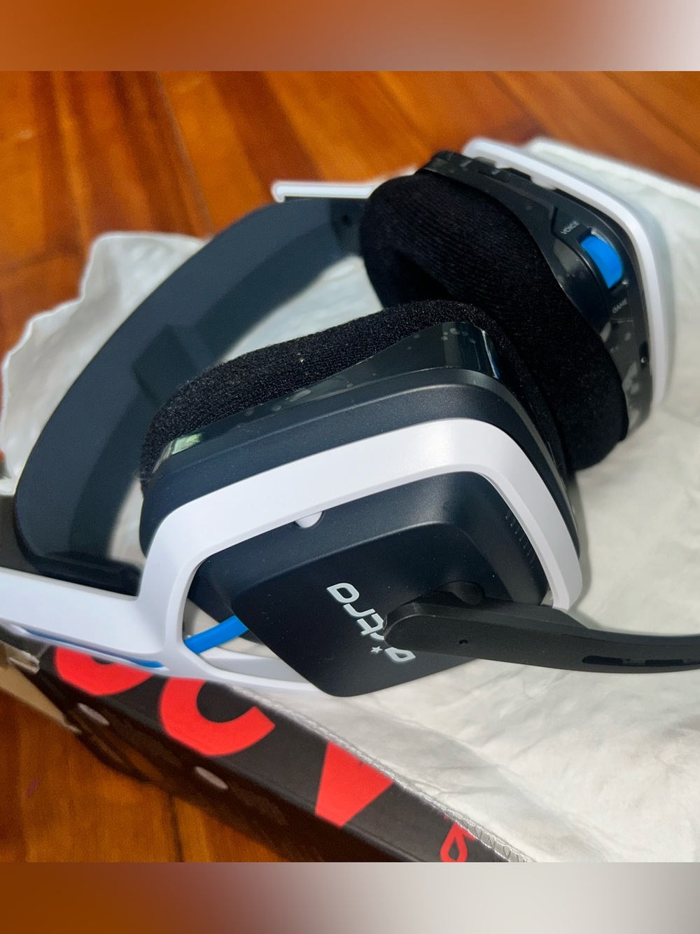 White and Black Gaming Headset with Noise-Canceling Mic